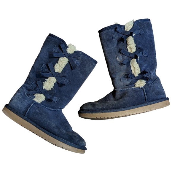 Koolaburra by UGG Victoria Suede Bow Tall Boots Navy Blue Womens Size 5 1020171 - Picture 1 of 12